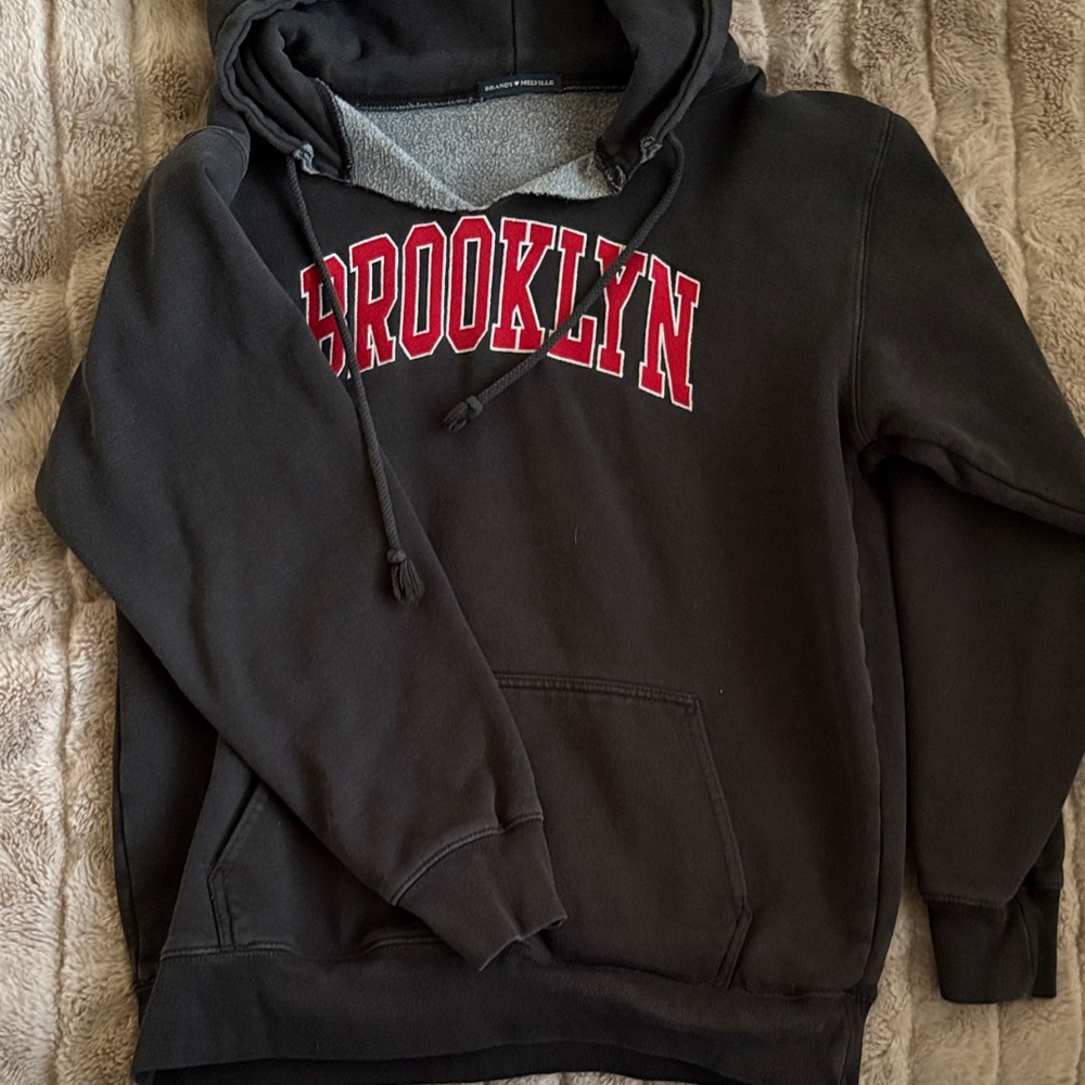 Brandy Melville Black Hoodie with Red Brooklyn Print